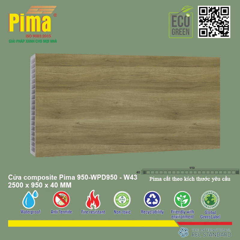 Phôi Cánh Cửa Composite PIMA 950*2500- W43 Phôi Cánh Cửa Composite PIMA 950*2500- W43