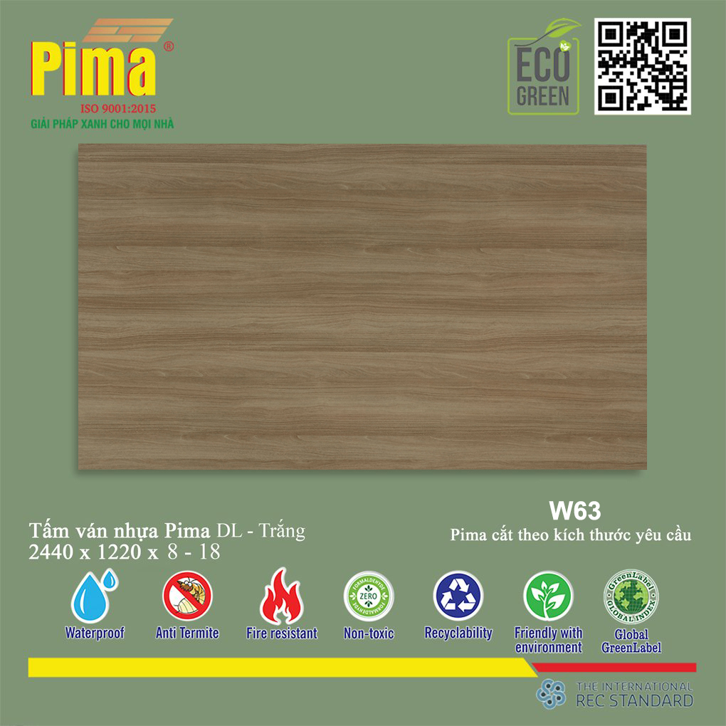 Tấm Ván Nhựa PIMA DL Trắng- W63