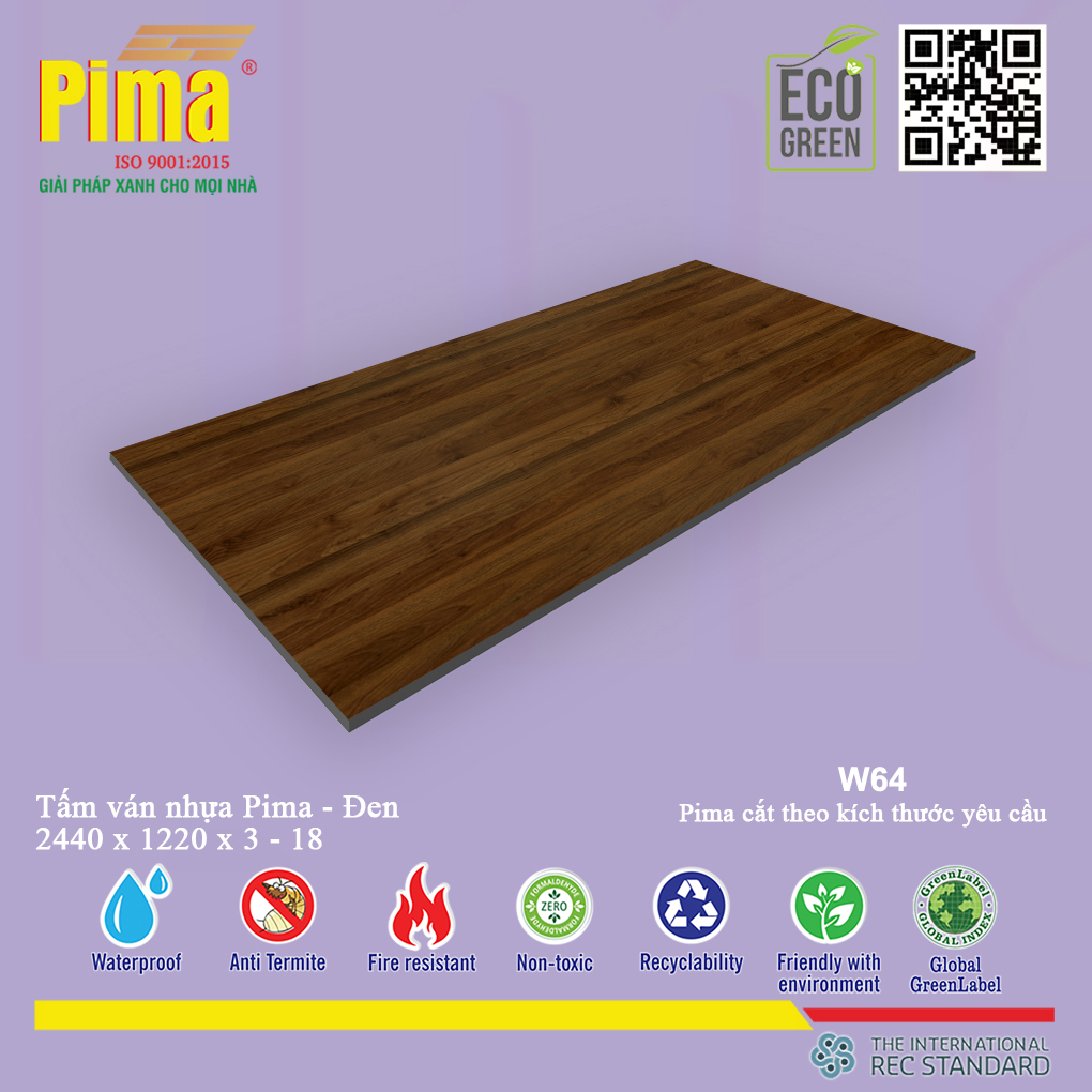Tấm Ván Nhựa Pima đen- W64