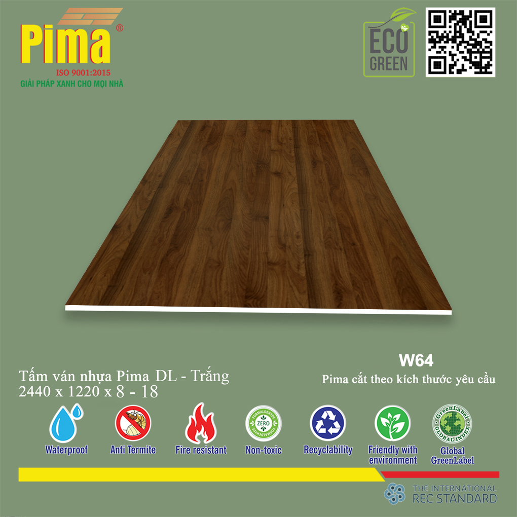 Tấm Ván Nhựa PIMA DL Trắng- W64