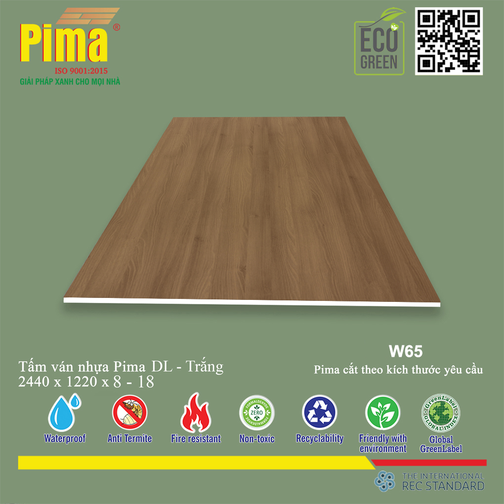Tấm Ván Nhựa PIMA DL Trắng- W65