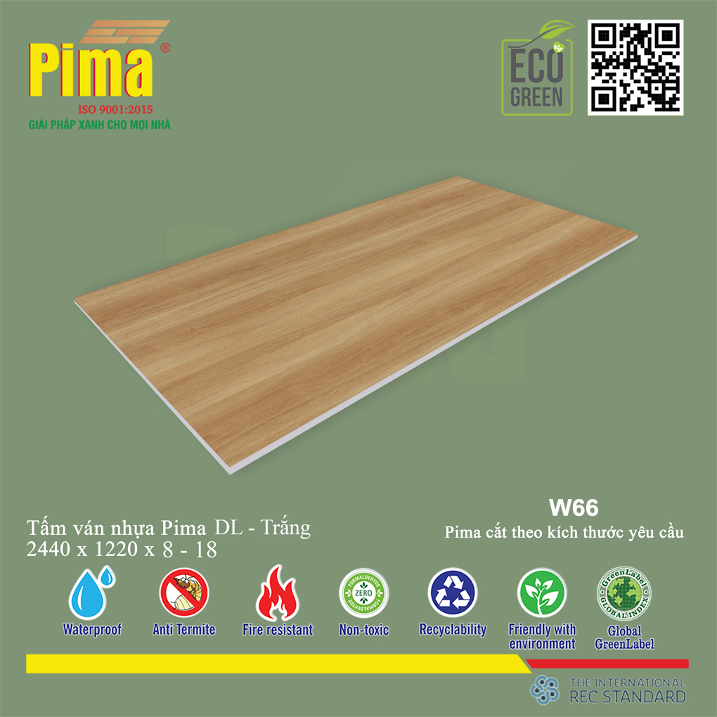 Tấm Ván Nhựa PIMA DL Trắng- W66