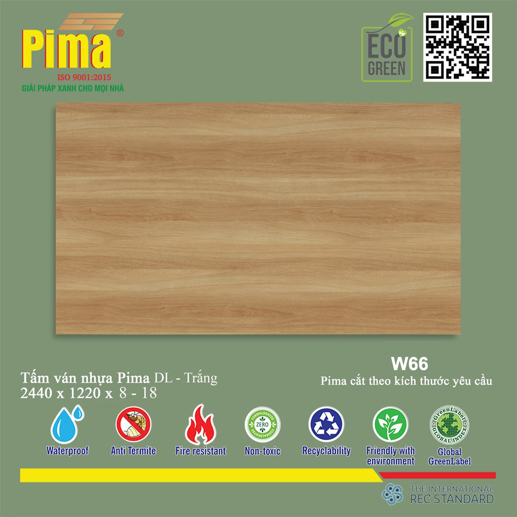 Tấm Ván Nhựa PIMA DL Trắng- W66