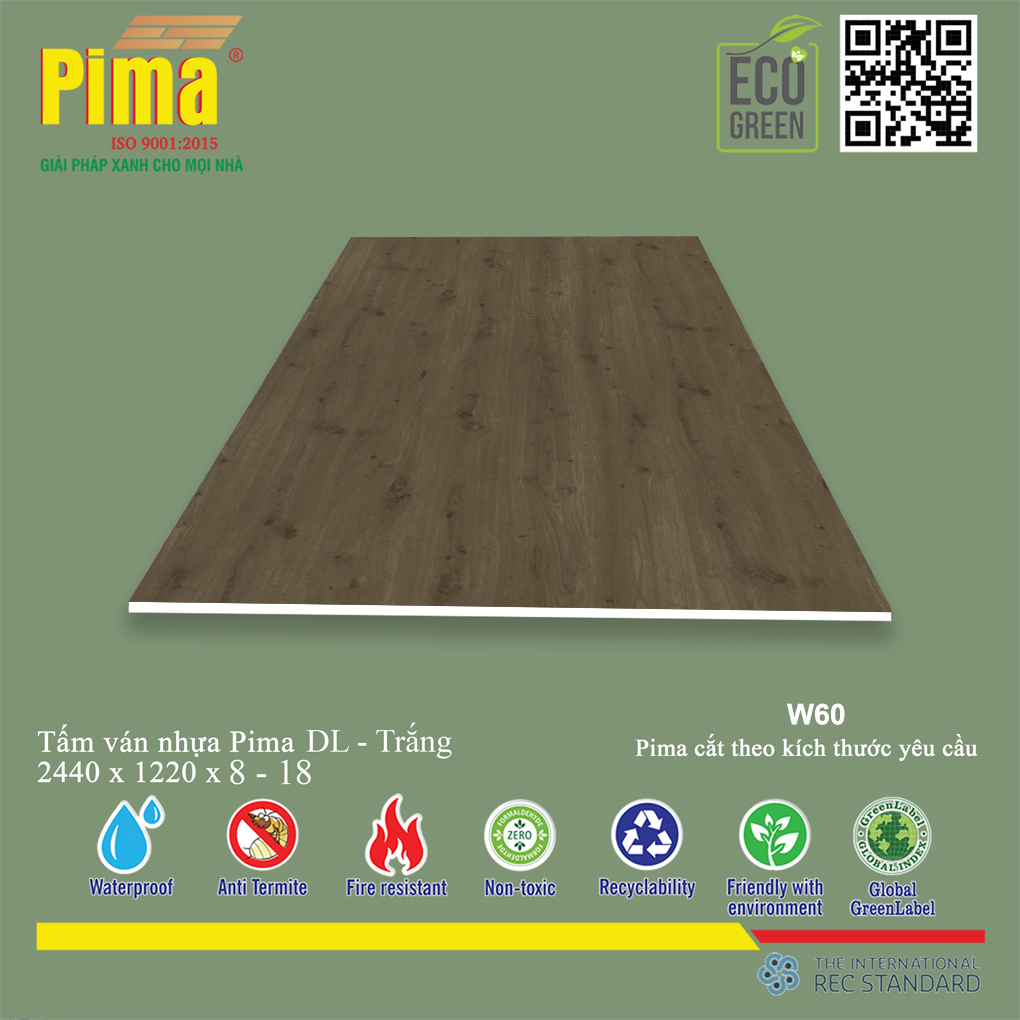 Tấm Ván Nhựa PIMA DL Trắng- W60