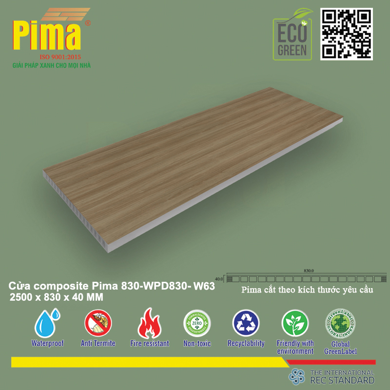 Phôi Cánh Cửa Composite PIMA 830*2500- W63 Phôi Cánh Cửa Composite PIMA 830*2500- W63