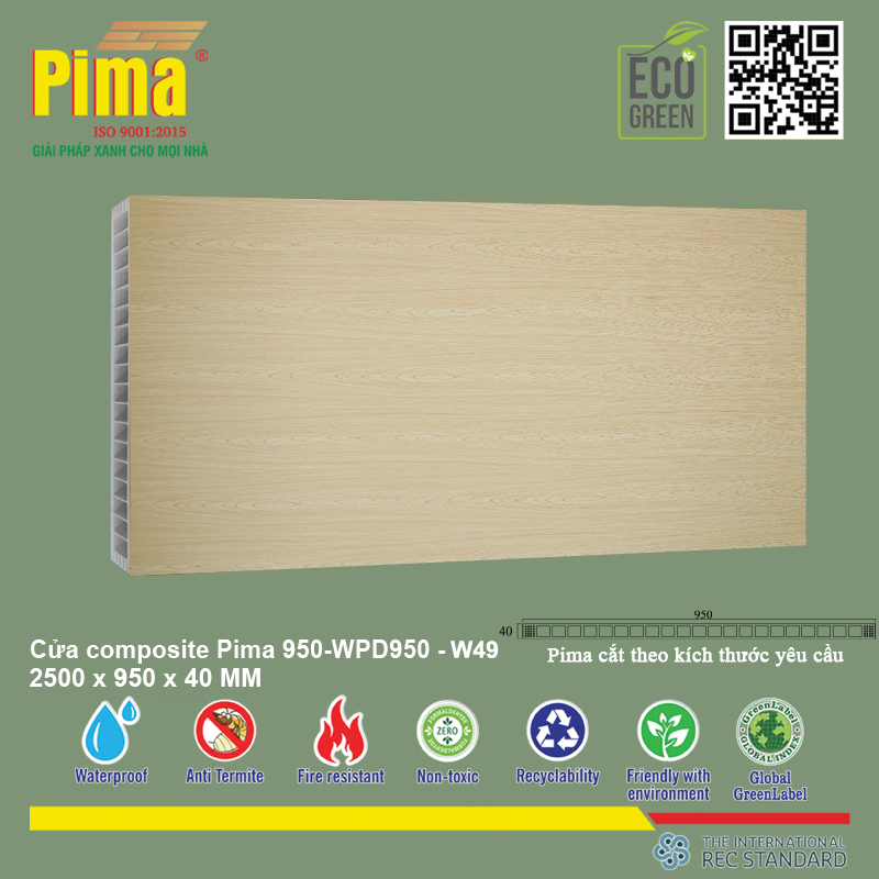 Phôi Cánh Cửa Composite PIMA 950*2500- W49 Phôi Cánh Cửa Composite PIMA 950*2500- W49