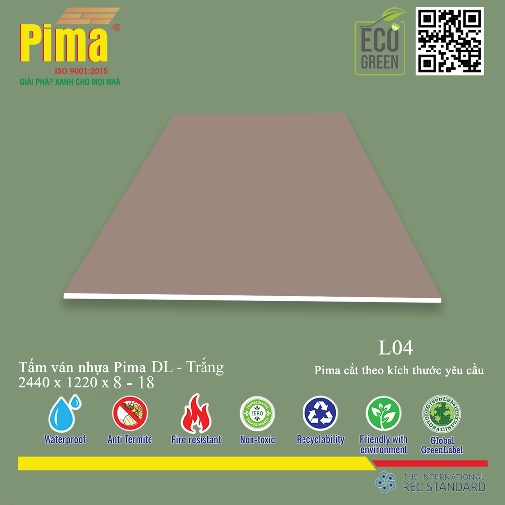 Tấm Ván Nhựa PIMA DL Trắng-L04