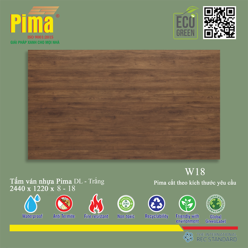 Tấm Ván Nhựa PIMA DL Trắng-W18