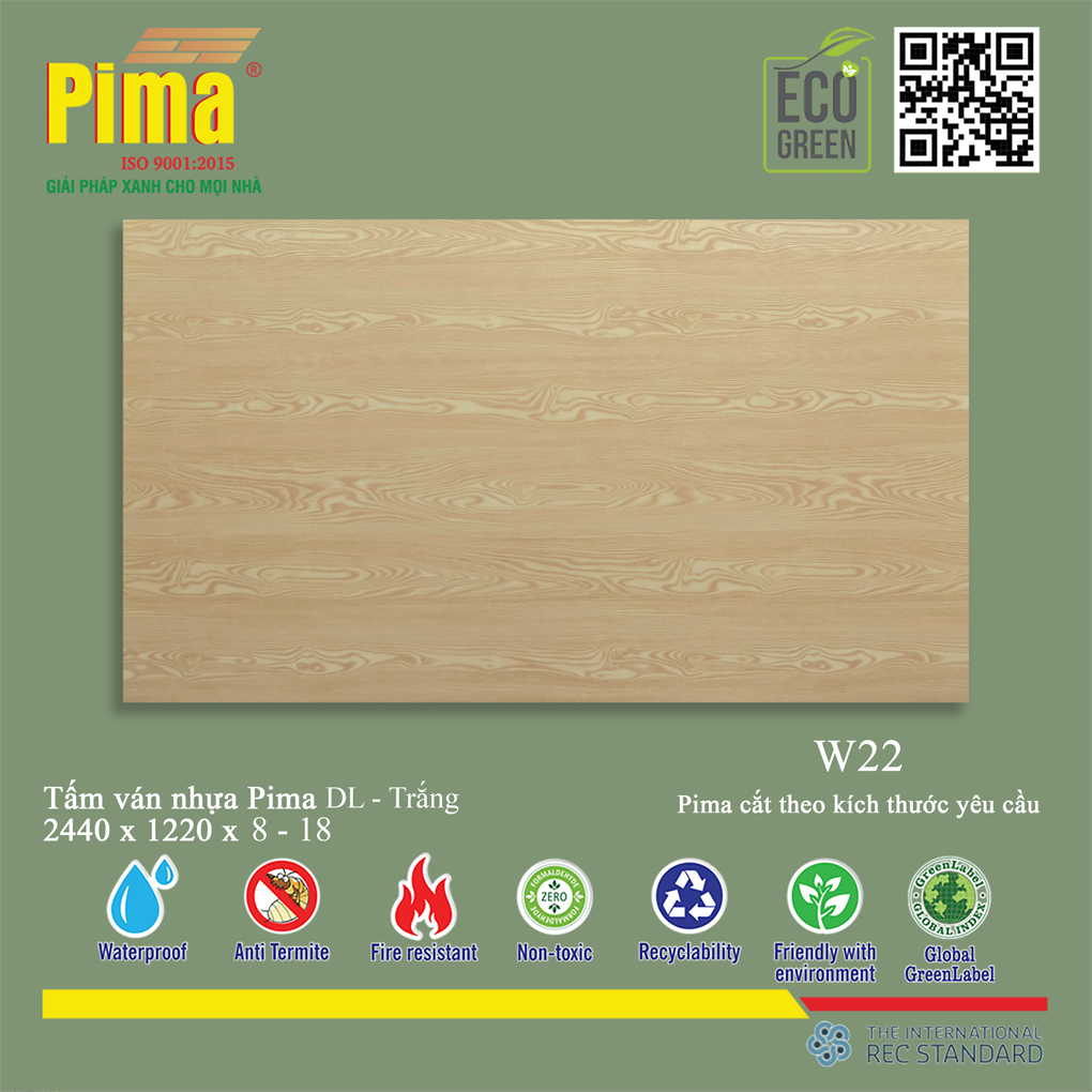 Tấm Ván Nhựa PIMA DL Trắng-W22