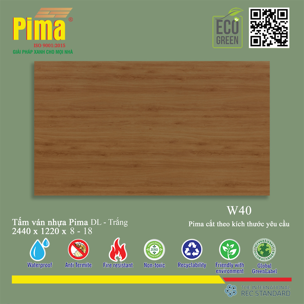 Tấm Ván Nhựa PIMA DL Trắng-W40