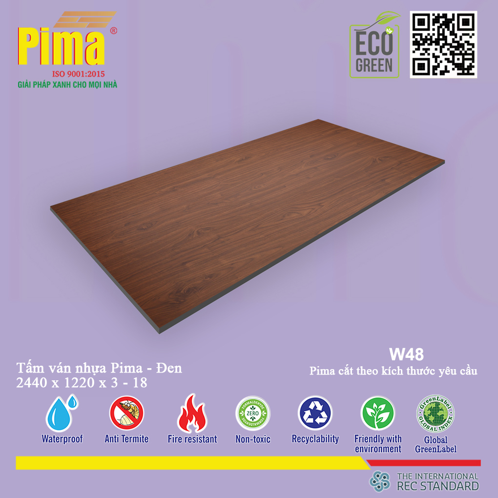 Tấm Ván Nhựa Pima đen- W48